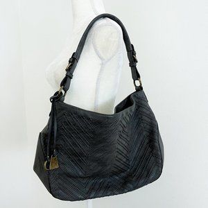 Black Rivet faux leather chevron stitched bag